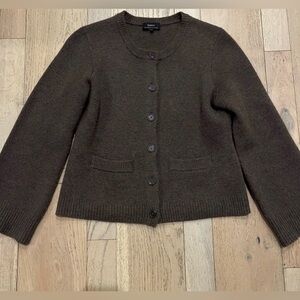 Quince heather truffle brown Mongolian cashmere structured cardigan